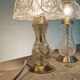 Pair of cut crystal and brass lamps - European production 1950