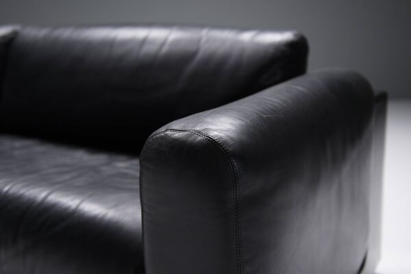 Rare canapé lounge vintage Gradual en cuir noir par Cini Boeri pour Knoll