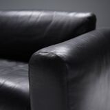 Rare Vintage Gradual lounge sofa in black leather by Cini Boeri for Knoll