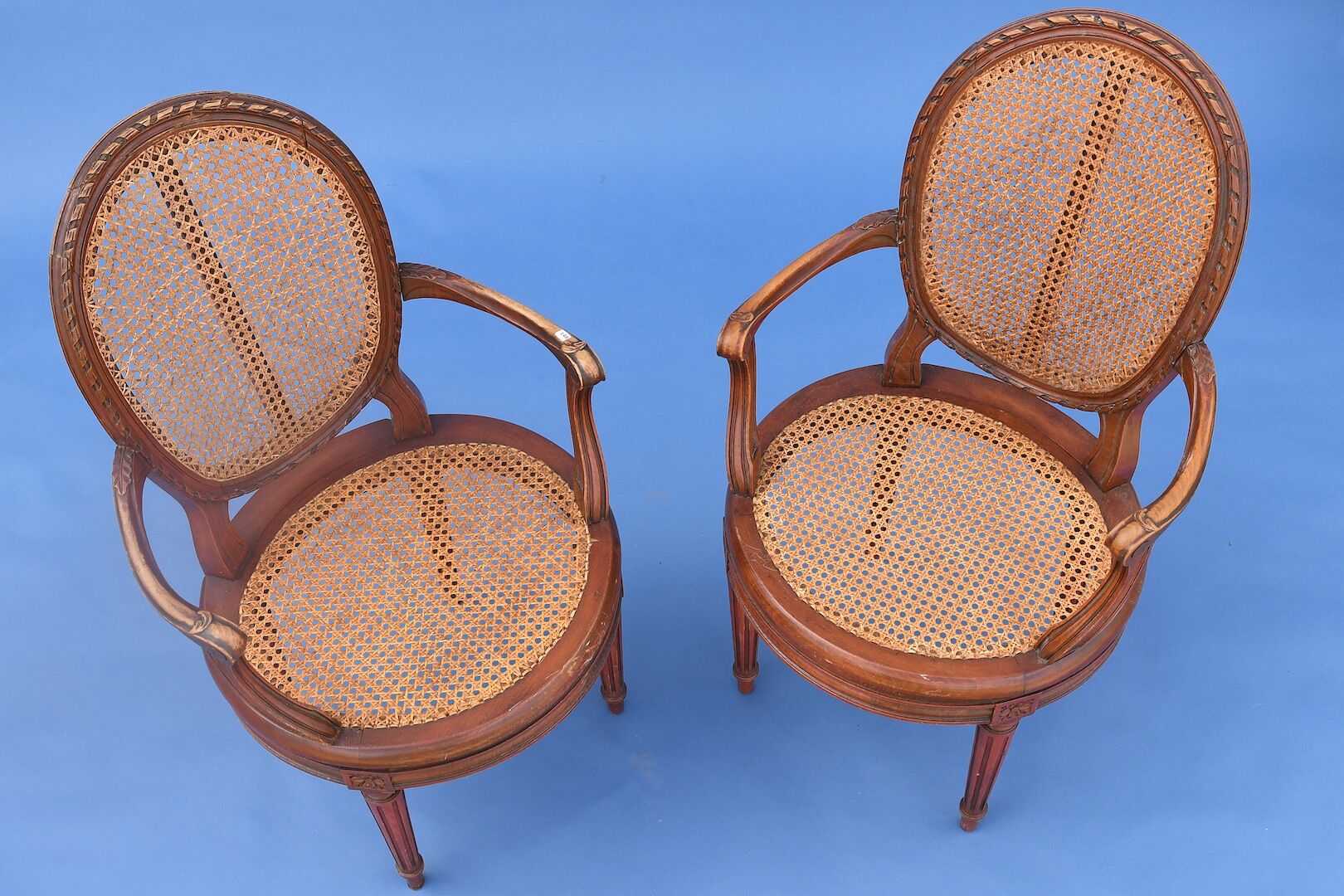 Pair of Louis XVI-style canne chairs