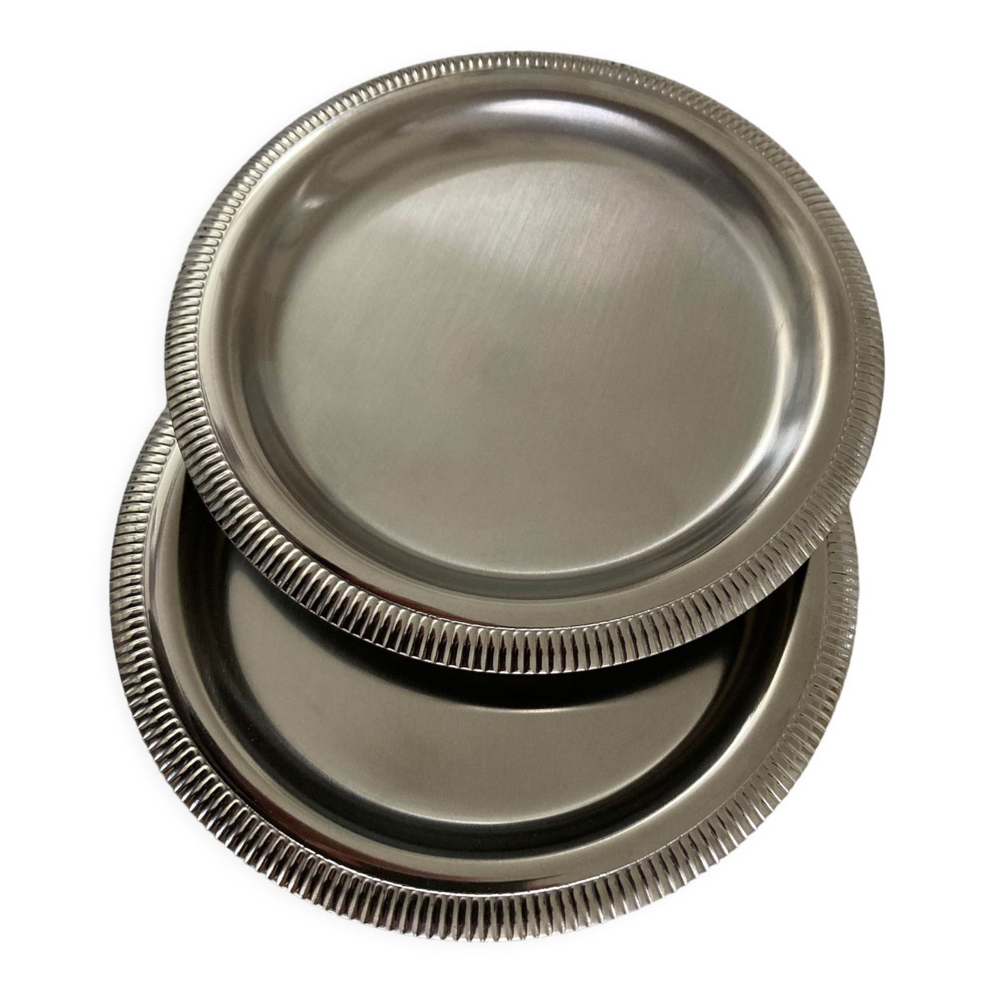 Pair of stainless steel bottle coasters létang and rémy
