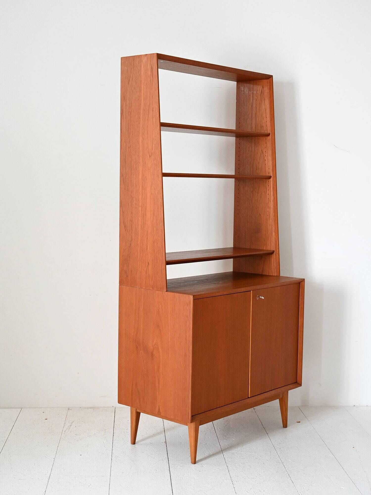 1960s Scandinavian teak bookcase with storage cabinet