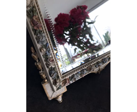 Polychrome wooden toilet mirror