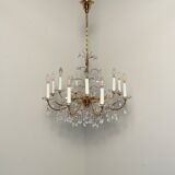 Vintage crystal brass chandelier by Palme & Walter, 1970s