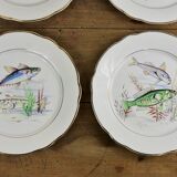 Set of 6 plates sea pattern Digoin Sarreguemines.