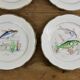 Set of 6 plates sea pattern Digoin Sarreguemines.