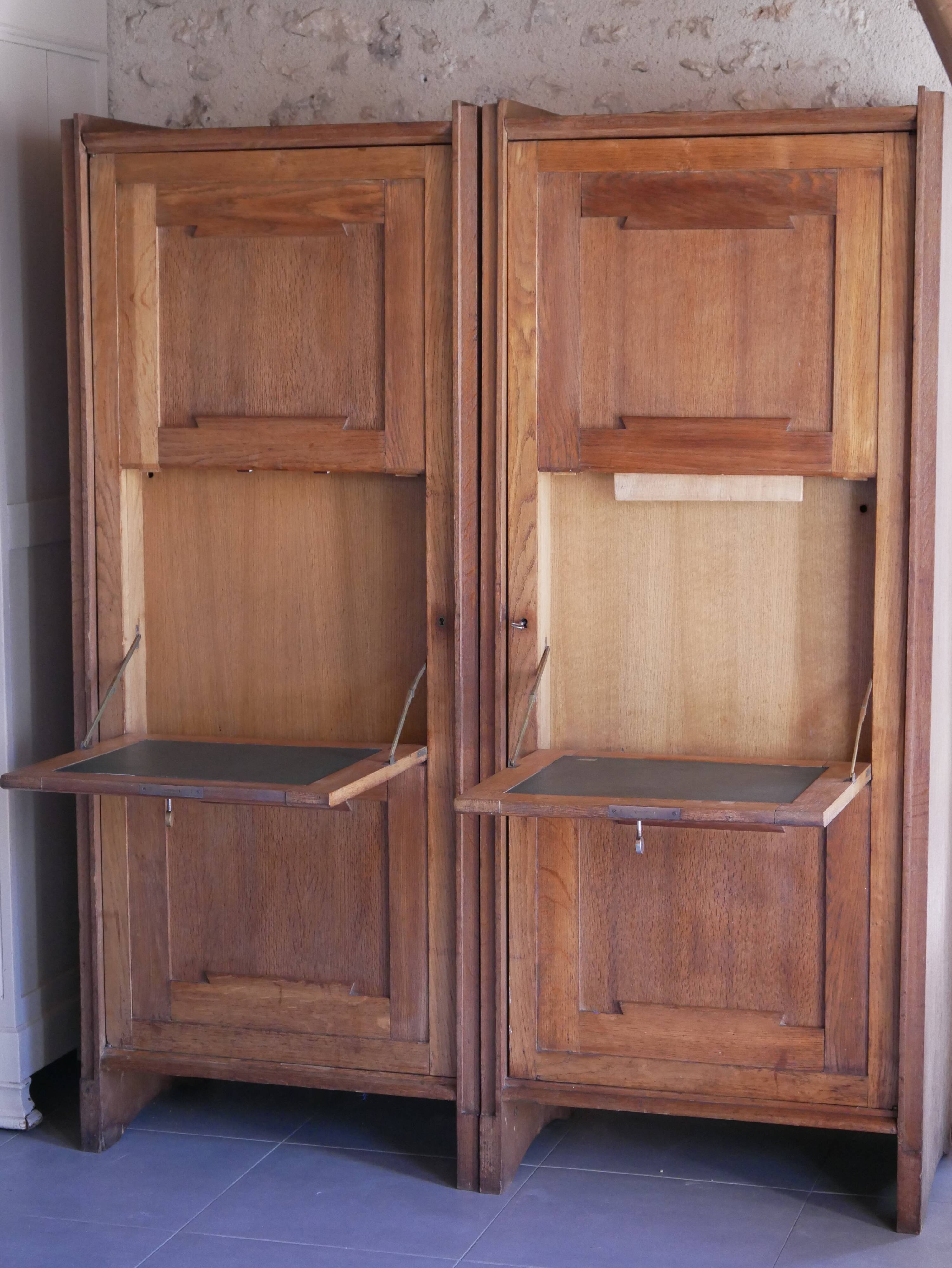 Pair of twin secretary cabinets