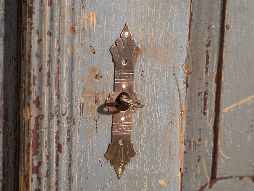 Rustic painted wardrobe in wood, Central Europe, circa 1900–1920