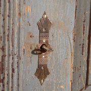 Rustic painted wardrobe in wood, Central Europe, circa 1900–1920