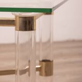 Vintage 70's table in brass and lucite design by sandro petti for metalarte