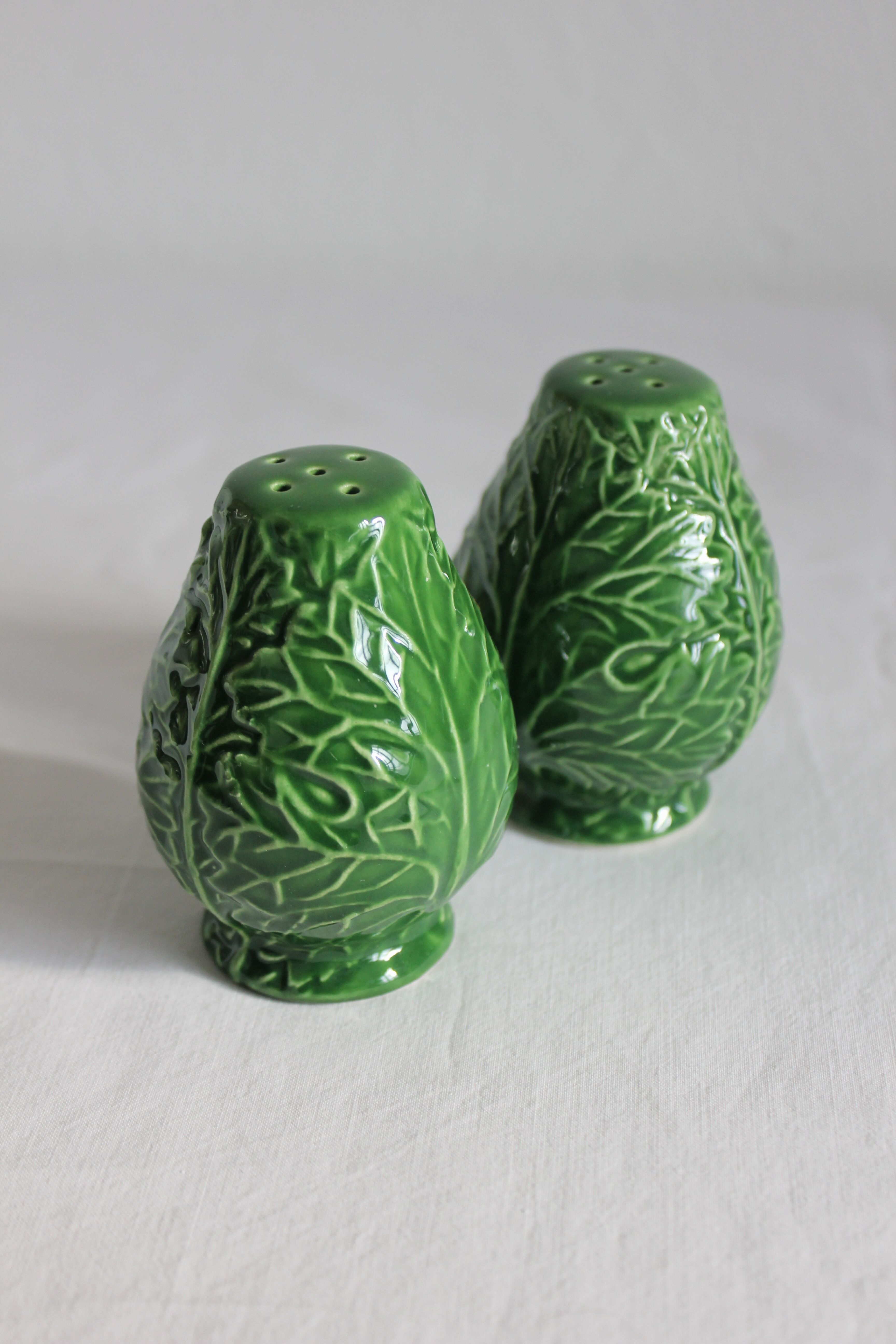 Salt and pepper shaker slurry cabbage leaves