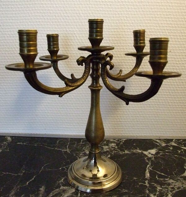 Paire de chandeliers 5 feux en bronze