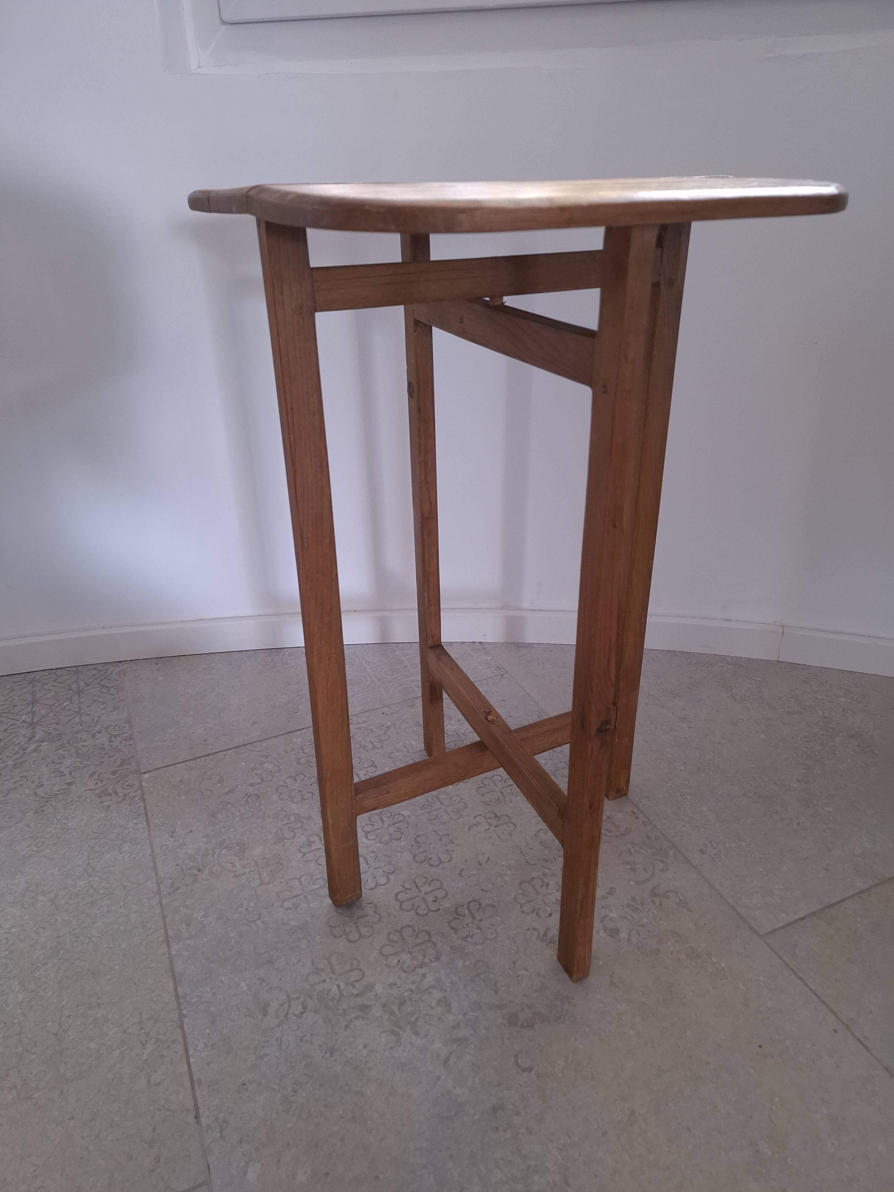 Folding wooden side table