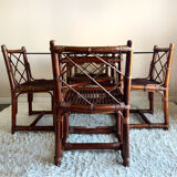 70s bamboo table and chairs