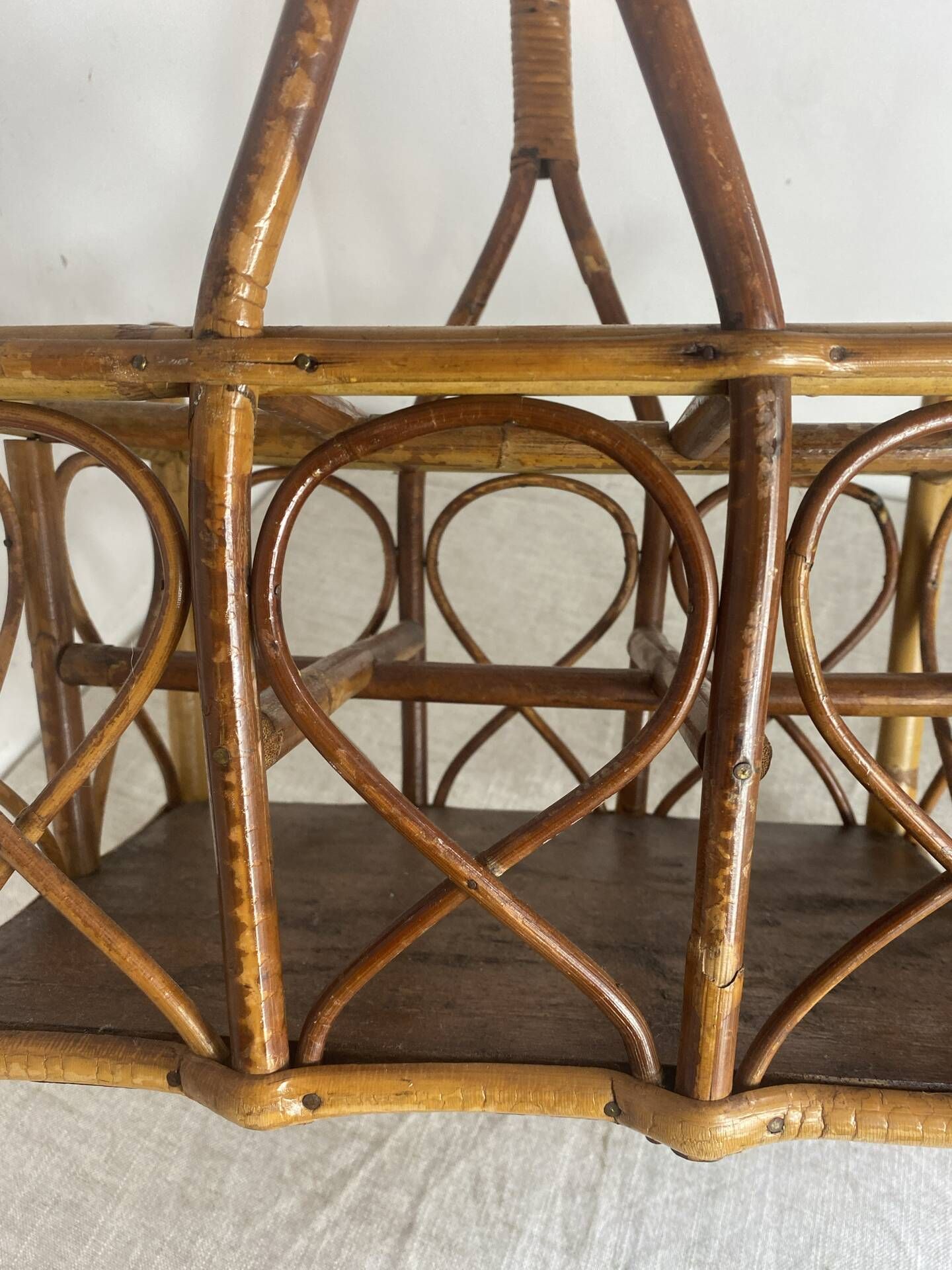 Basket, bottle holder, bamboo and rattan, 1970s