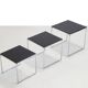Vintage chrome and black glass side tables by Brabantia 1960s