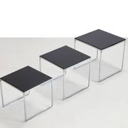 Vintage chrome and black glass side tables by Brabantia 1960s