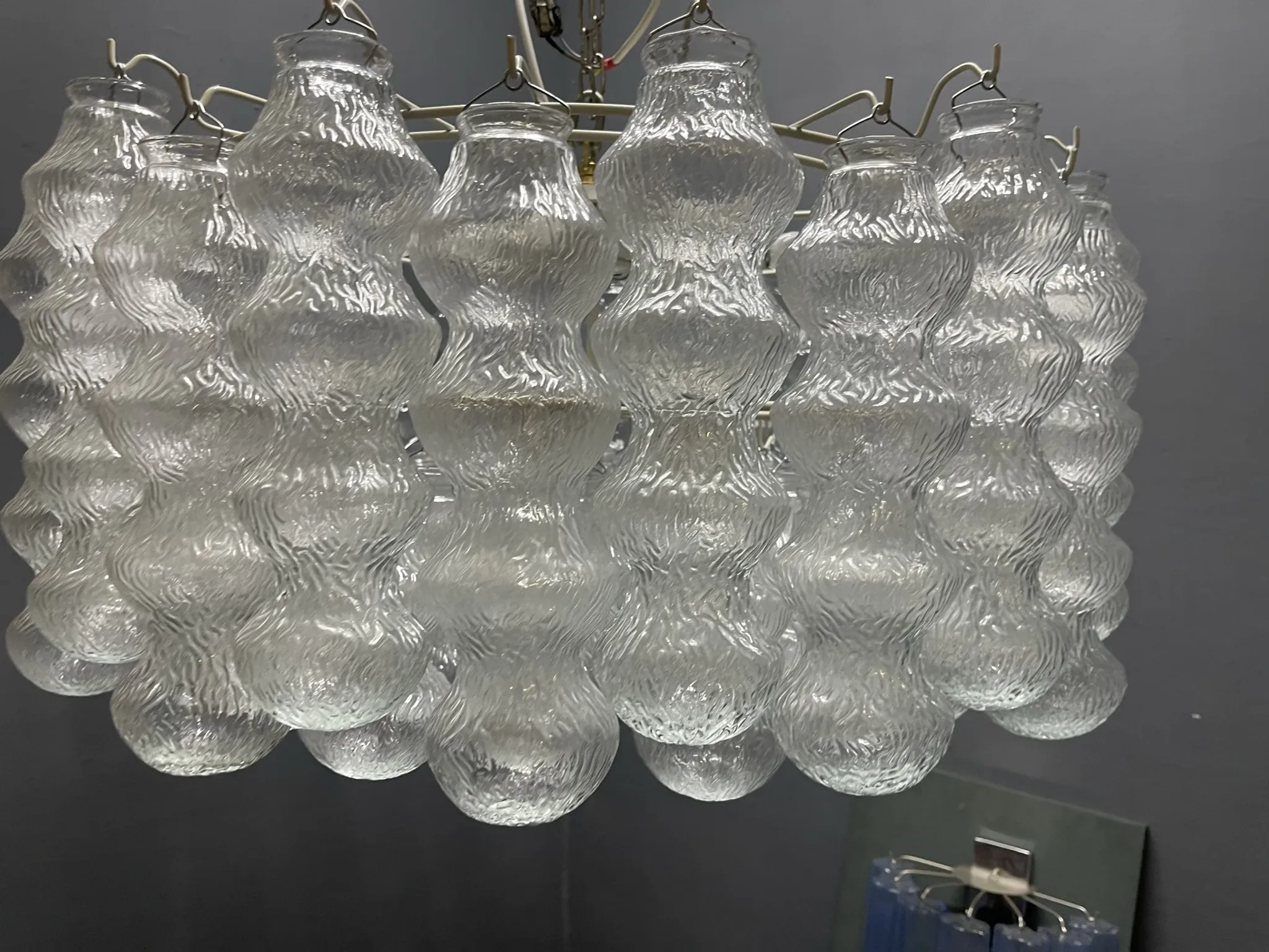 Large Murano Glass Bubble Chandelier 1980’s 11 Lights 