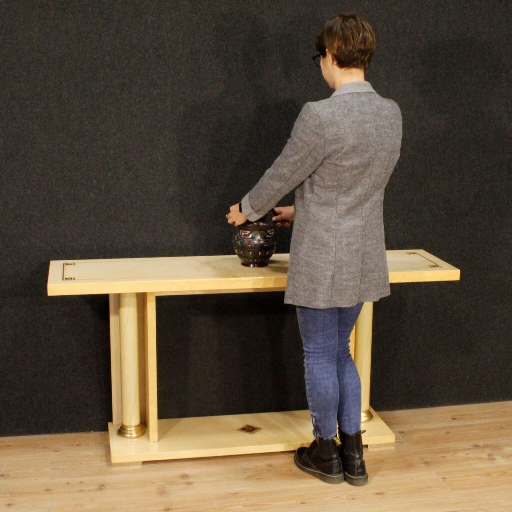 Italian console in exotic wood from 20th century