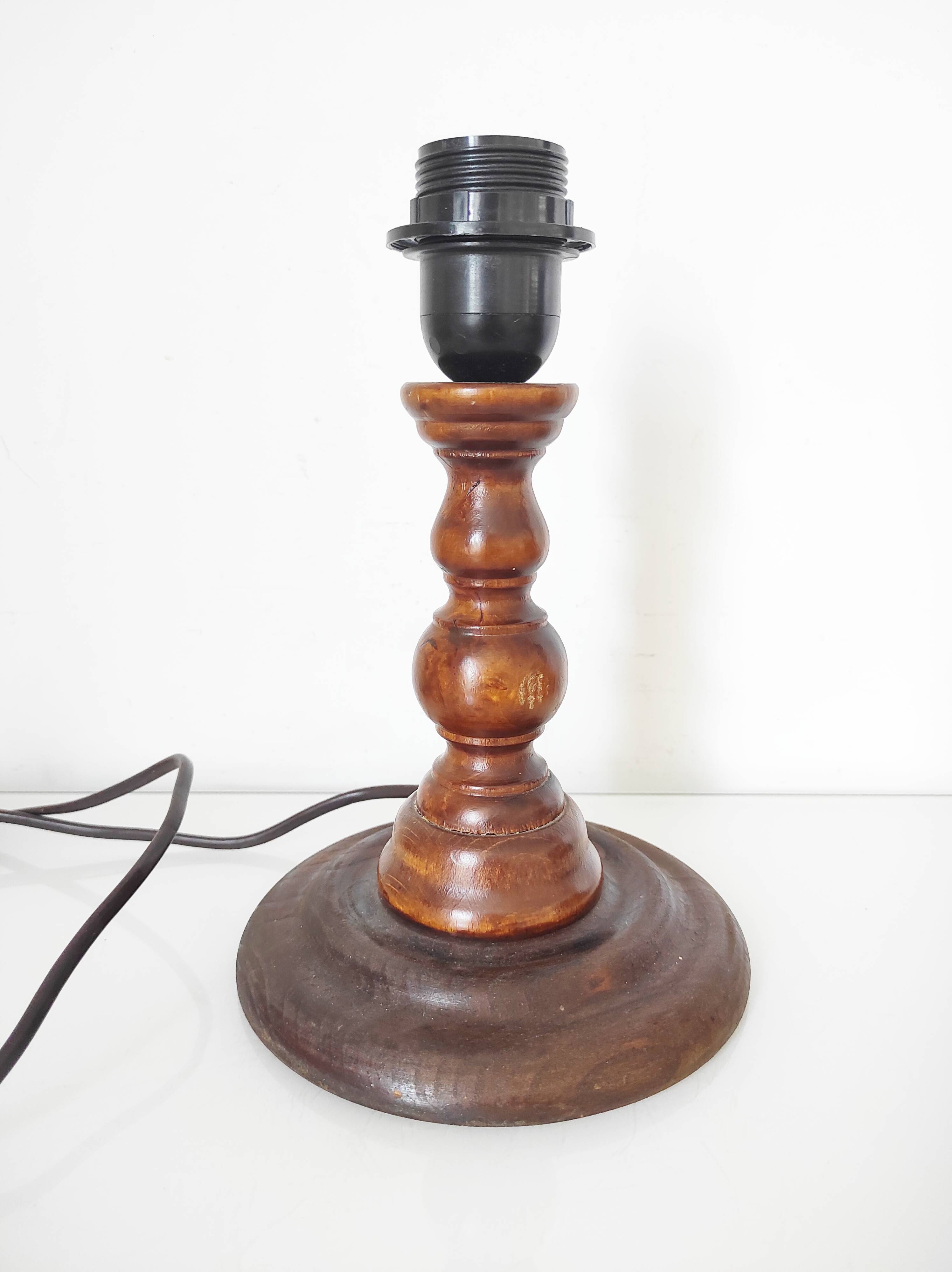 Turned wooden lamp base