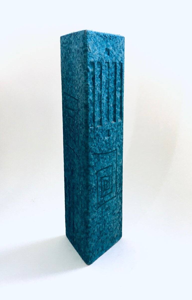 Art Ceramics Sgraffito Triangular Vase by Alvino Bagni for Raymor, 1960s
