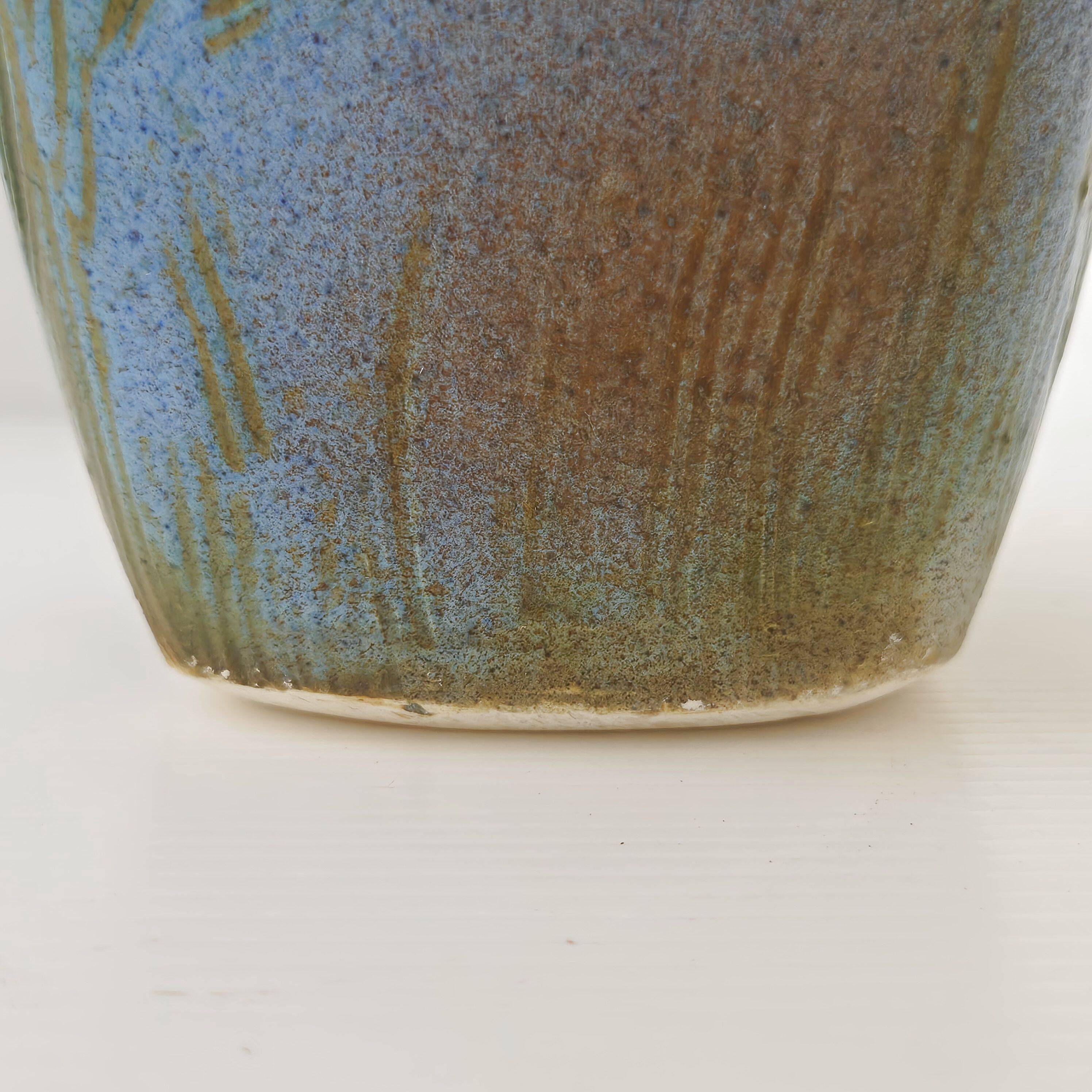 Vintage blue ceramic vase 1960