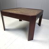 Table basse ou table d'appoint vintage en laiton gravé, années 1970
