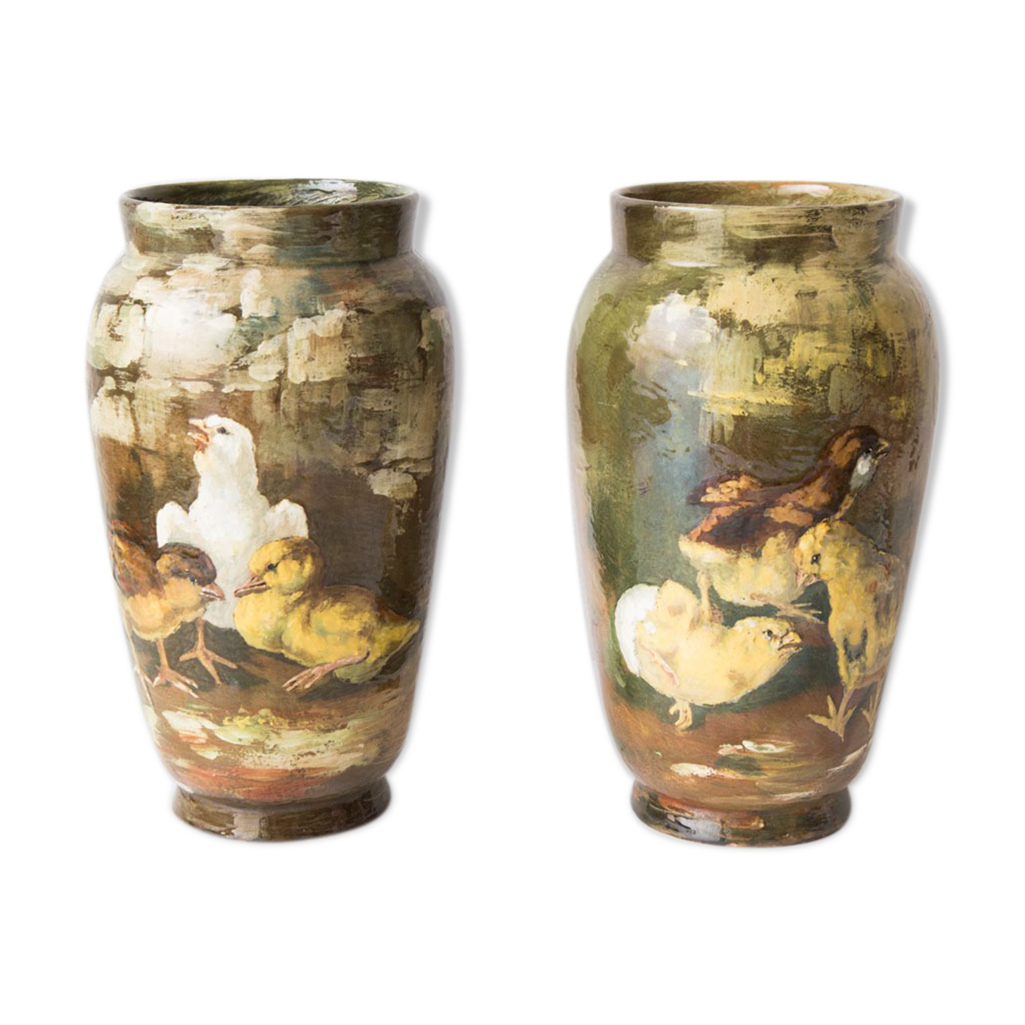 Paire vases Théodore Lefront fin 19ème