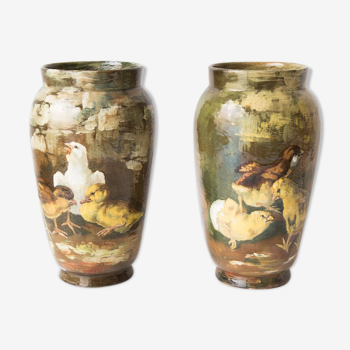 Pair of vases Theodore Lefront late 19th