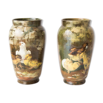 Paire vases Théodore Lefront fin 19ème