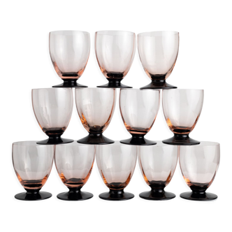 set of 12 Art Deco crystal wine glasses