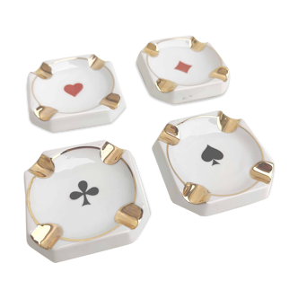 Cendriers bridge belote poker jeux de cartes porcelaine de Limoges Mokin