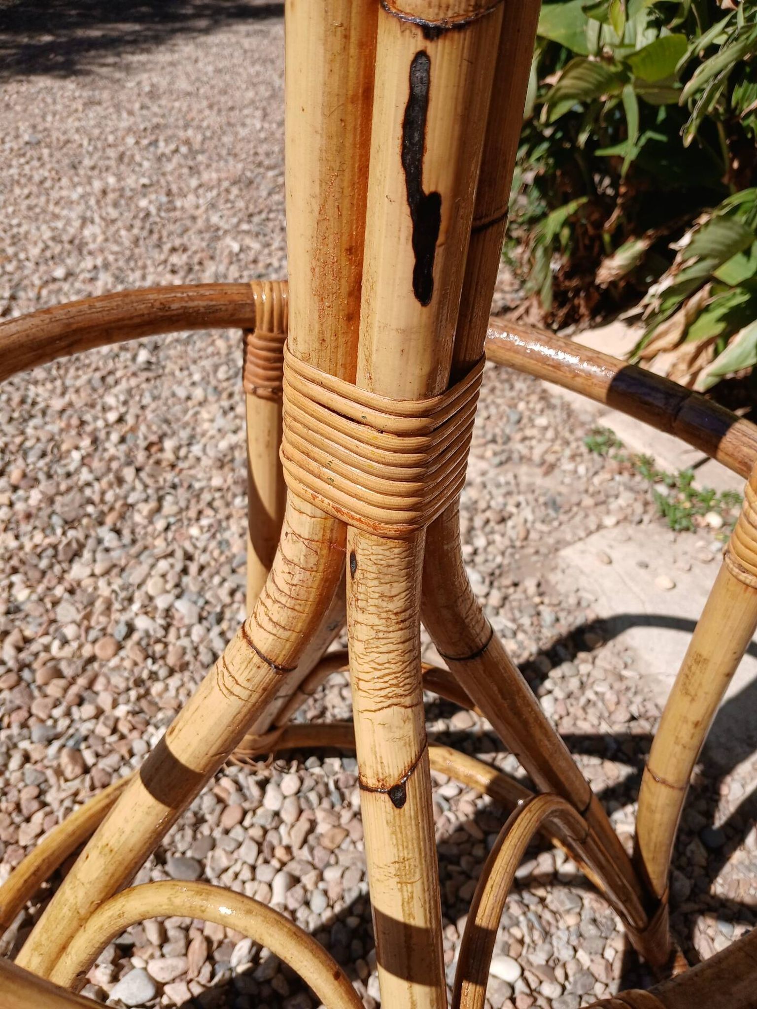 Vintage coat rack in bamboo and rattan
