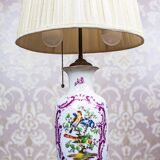 Vintage Electric Table Lamp with Decorative Ceramic Base, 1940s