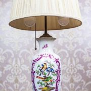 Vintage Electric Table Lamp with Decorative Ceramic Base, 1940s