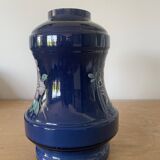 Deep blue vase with floral pattern