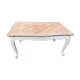 Louis XV style table in cherry wood pickled top and patinated base in light beige