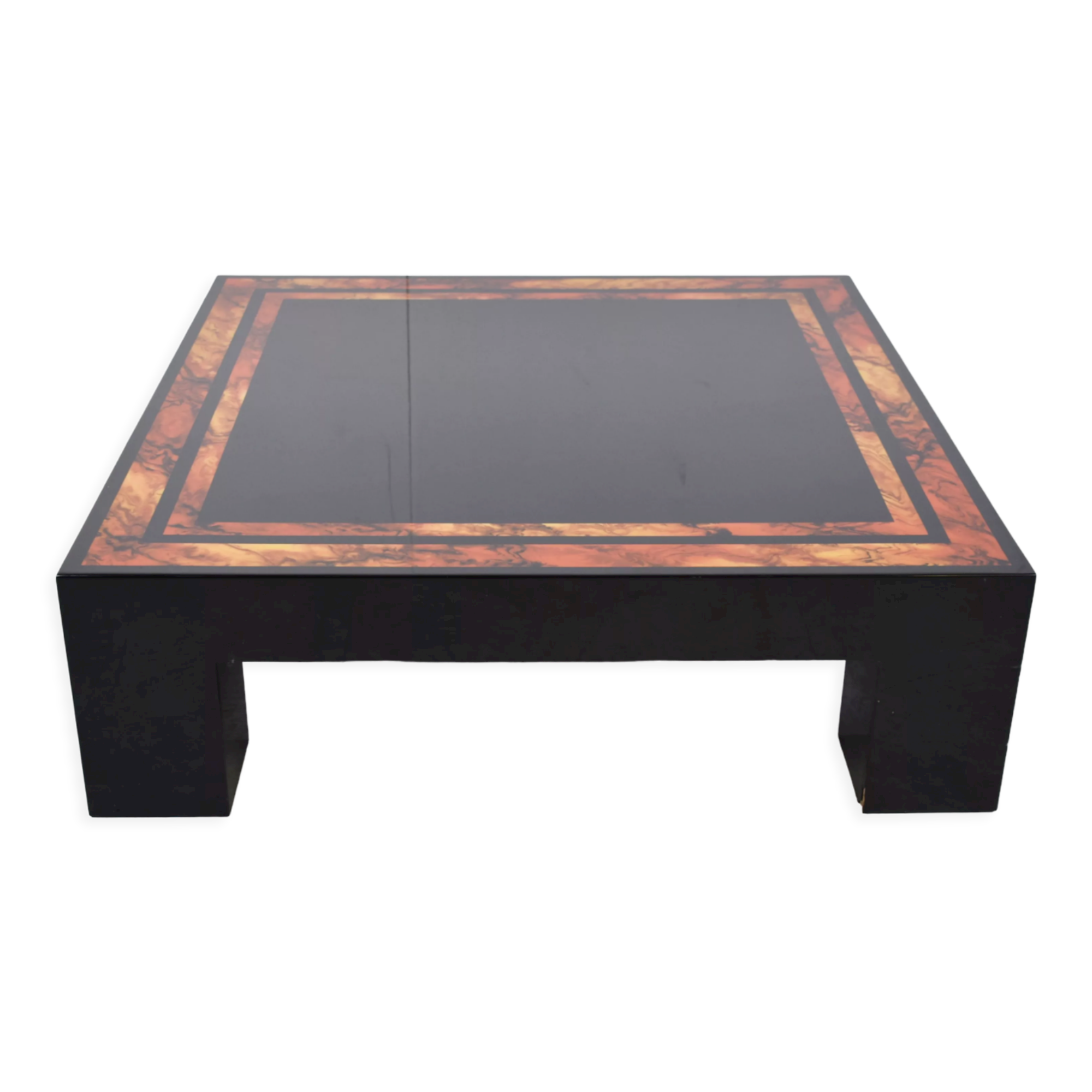 Vintage burl wooden coffee table, 1980s