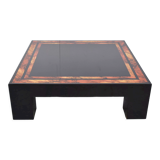 Vintage burl wooden coffee table, 1980s