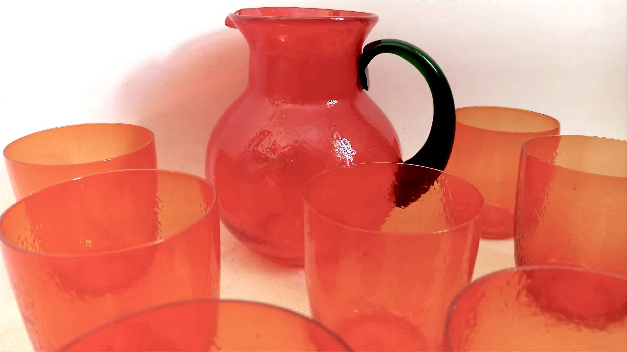 Service à orangeade 9 verres et 1 pichet Années 60