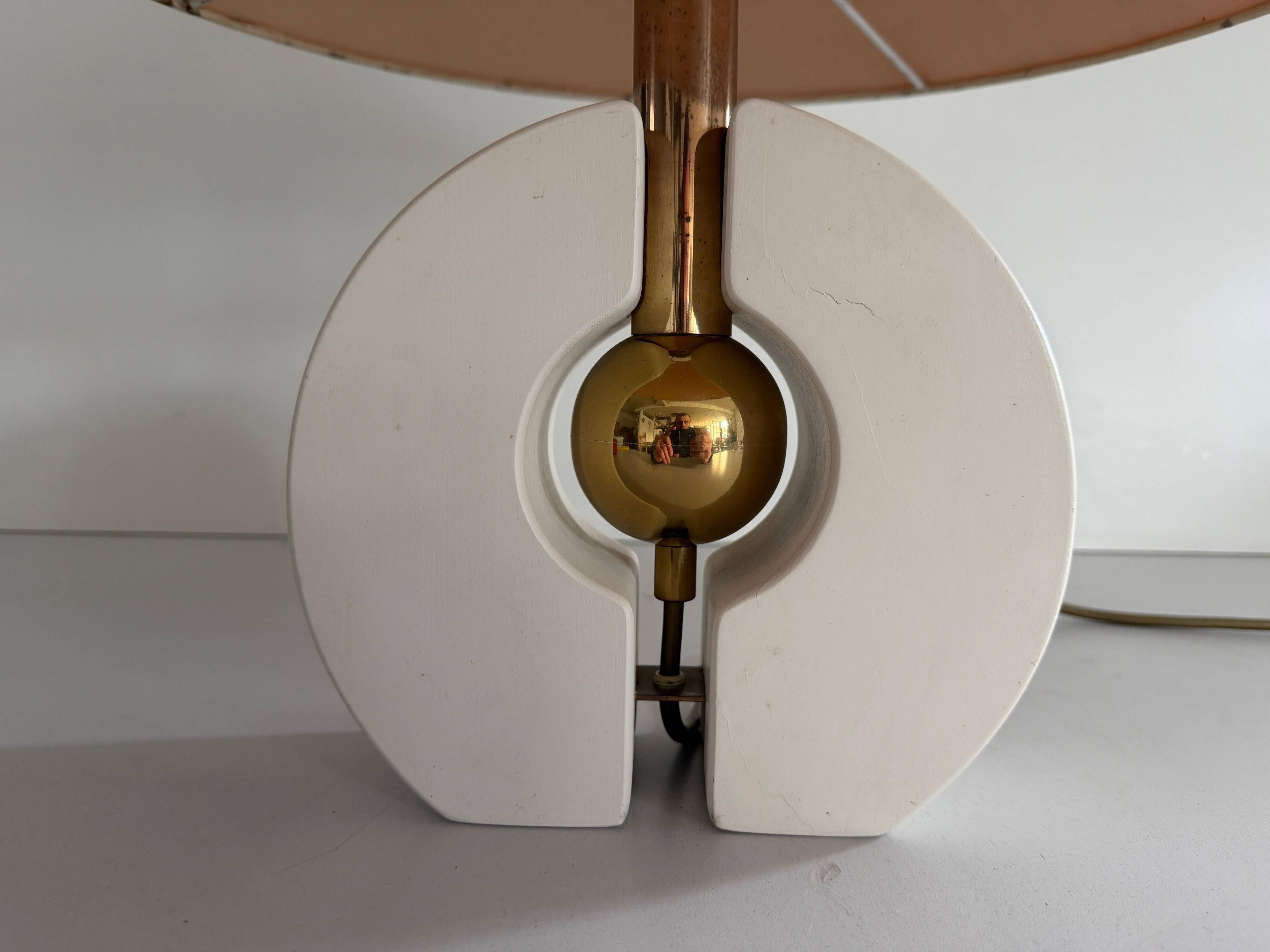 Wooden table lamp with fabric shade by Schröder & Co. Leuchten, 1960, Germany.