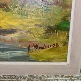 Painting on canvas 60s . signed h.macheras