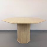 Vintage octagonal travertine dining table from the 70s 80s