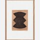 Abstract painting on framed paper signed Eawy in brown and black.