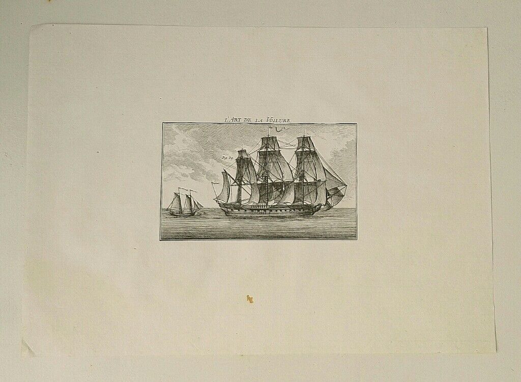 Engraving EIGHTEENth the art of the sail Marine painting