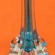 1970s soliflore vase " elephant foot " transparent glass / turquoise