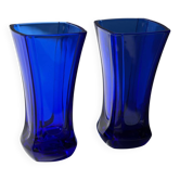 Vases en verre bleu cobalt vintage