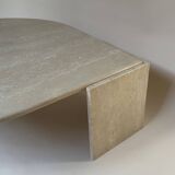 Travertine eye-shaped coffee table