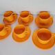 Vintage orange plastic coffee cups x 6