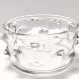 Vase en verre de Murano transparent avec bugne attribuable à Barovier